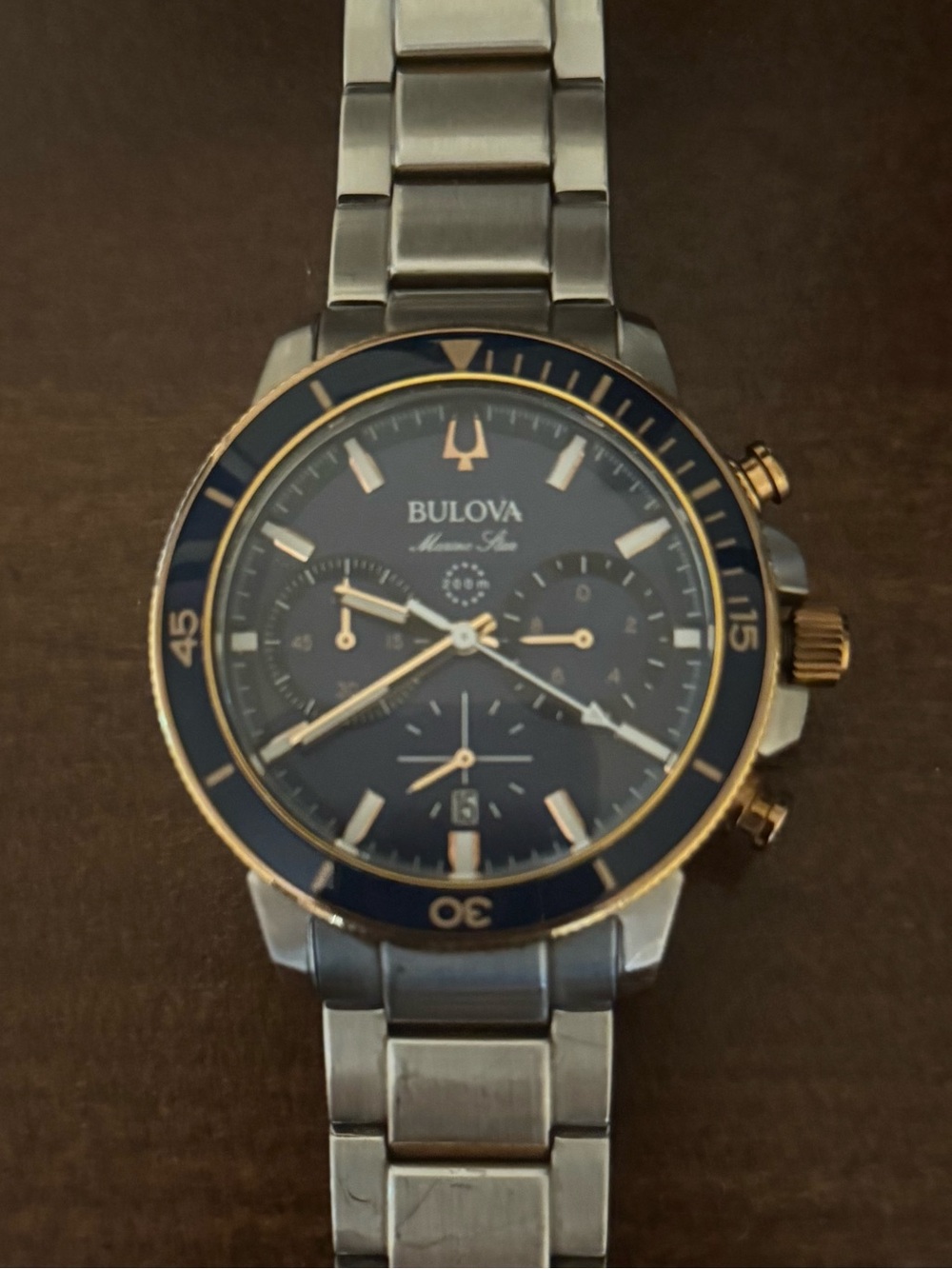 Bulova Blue Dial Chronograph with Gold Accents